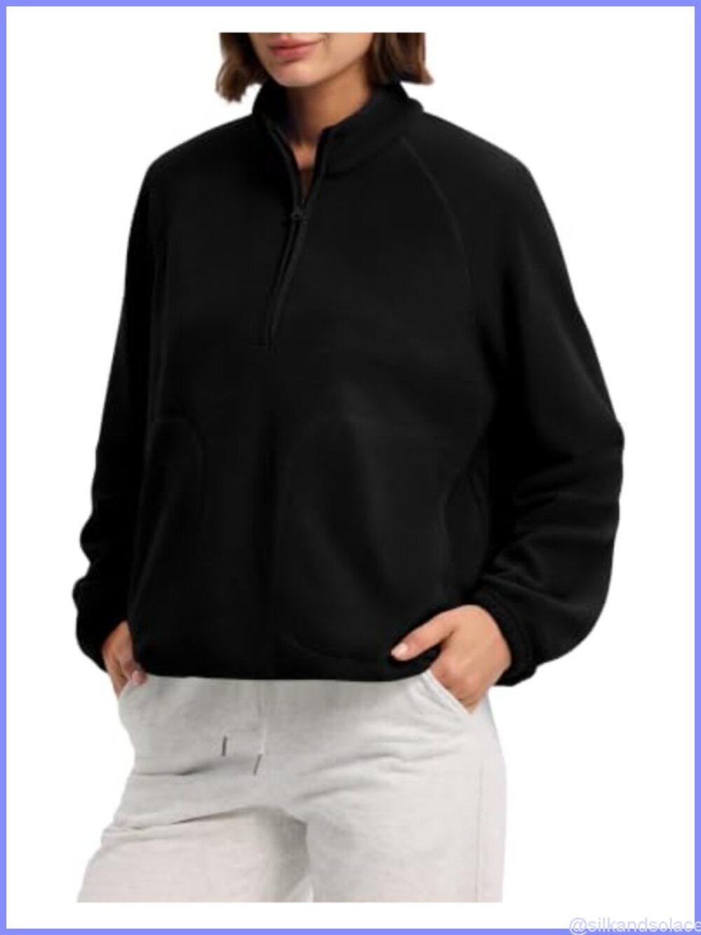 Womens Fleece Half Zip Sweatshirt Sherpa Pullover Fuzzy Teddy Jacket